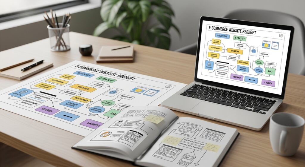 ECサイトリニューアルの進行フローのイメージ